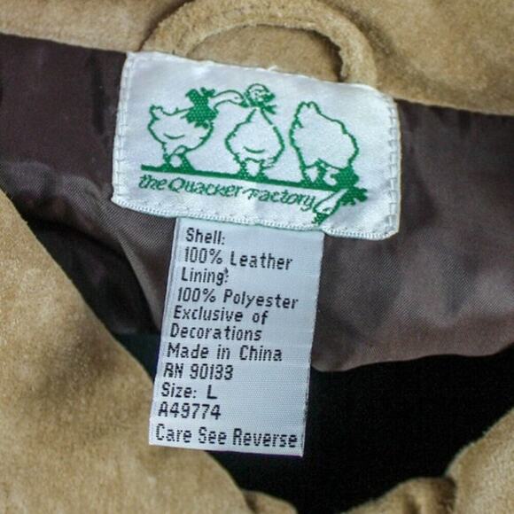 The Quacker Factory Suede Leather Safari Theme Jacket Barn Utility L - Picture 5 of 5